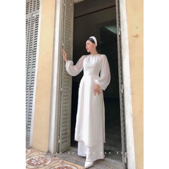 Áo Dài Nữ 4 Tà Trắng Siêu Xinh.