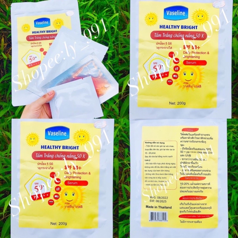Kem và bột tắm trắng Vaseline 50x Thái Lan gói 200gram