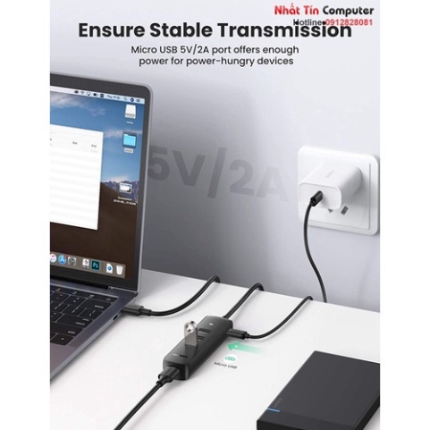 Hub chia USB 3.0 ra 4 cổng dài 0,5M/1M chính hãng Ugreen cao cấp   - Phân Phối Chính Hãng