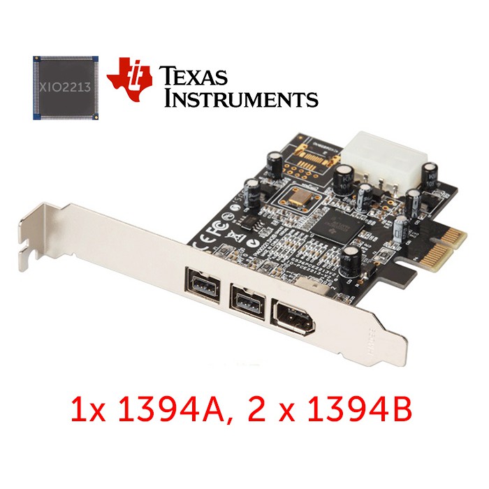 Card PCIe ra 2 Port 1394B, 1 Port 1394A Chip Ti XIO2213