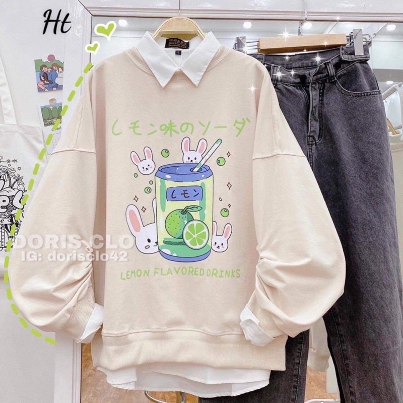 ÁO NỈ HOẠ TIẾT CỐC CỰC CUTE