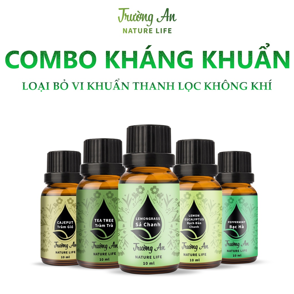 Combo 4 Tặng 1 tinh dầu thiên nhiên Trường An Natural Life lọ 10ml, Nhập khẩu Ấn Độ, Có giấy kiểm định QUATEST3