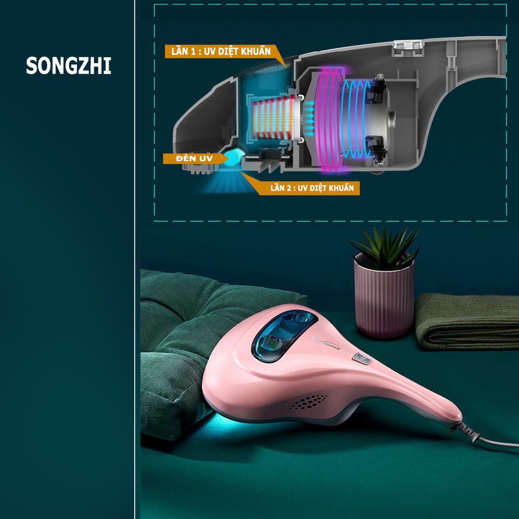 Máy hút bụi giường gối đệm diệt khuẩn tia UV SONGZHI - Máy hút bụi gia đình cao cấp hút ẩm Khử khuẩn | BigBuy360 - bigbuy360.vn