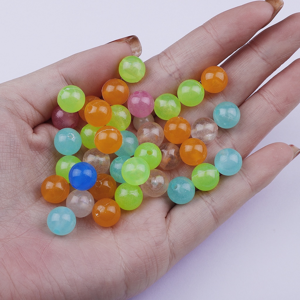 Set 6 / 8 / 10 / 12 Hạt Tròn Dạ Quang Nhiều Màu Sắc Làm Đồ Trang Sức Thủ Công