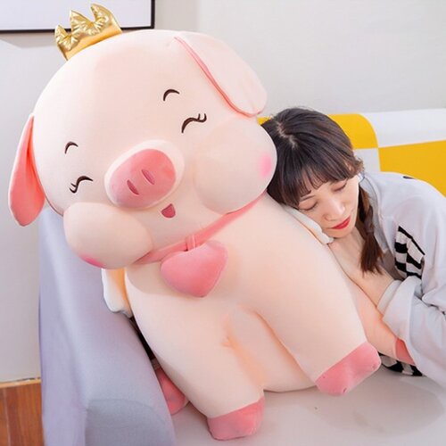 Gâu bông heo đội vương miện cute khổng lô 1m