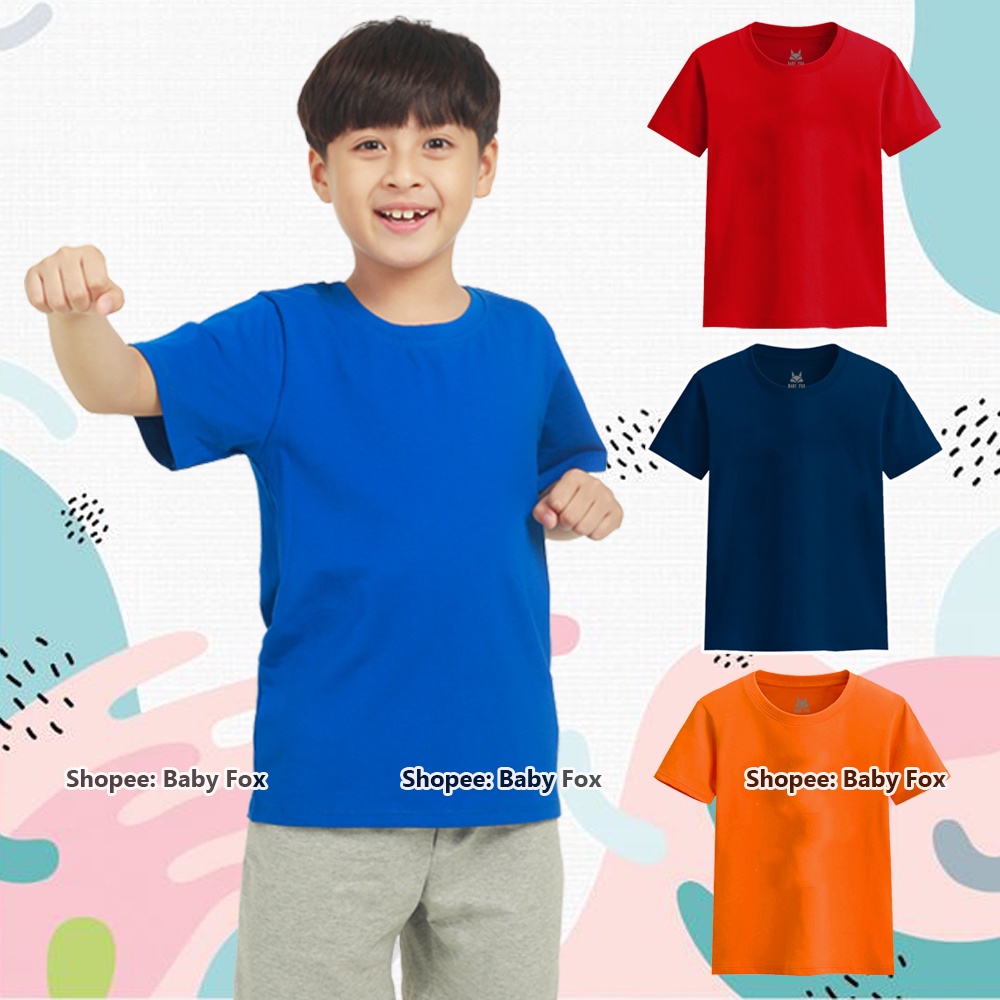 Áo thun trơn bé trai 100% cotton loại tốt, áo phông thương hiệu BABY FOX size nhí, trung, đại mẫu b