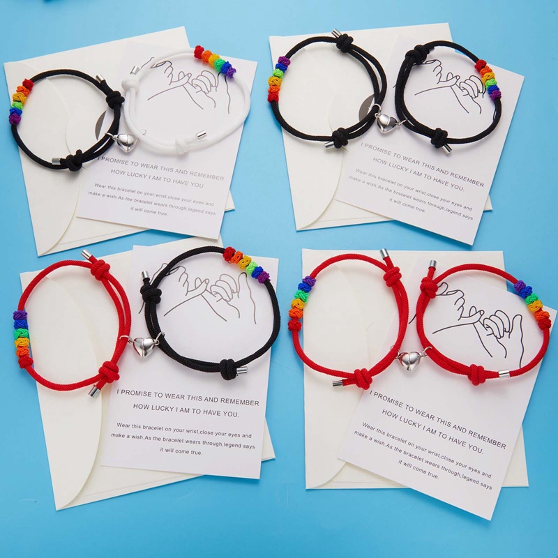 1 Bộ Vòng Tay Cầu Vồng Thắt Nút Màu Cầu Vồng Phong Cách LGBT Thời Trang Cho Cặp Đôi