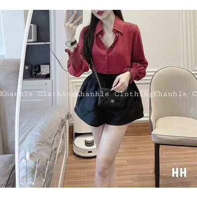 Áo sơ mi tay nhún đỏ sexy hàng đẹp