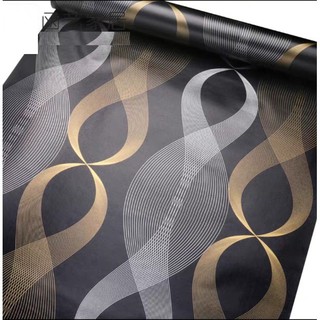 DECAL 1M Giấy dán tường ( khổ 45cm ) - xoắn vàng xám nền đen GRR244