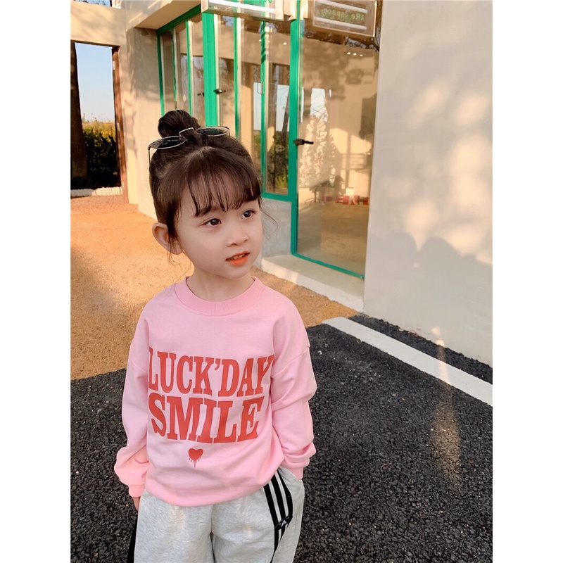 Bộ Dài Tay Thu Đông Năng Động, Khỏe Khoắn Cho Bé Gái Áo Cotton, Quần Len Tăm Thể Thao Cho Bé 8-20kg B1025