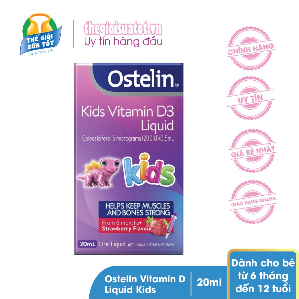 Vitamin D cho trẻ Ostelin Kids Liquid 20ml của Úc