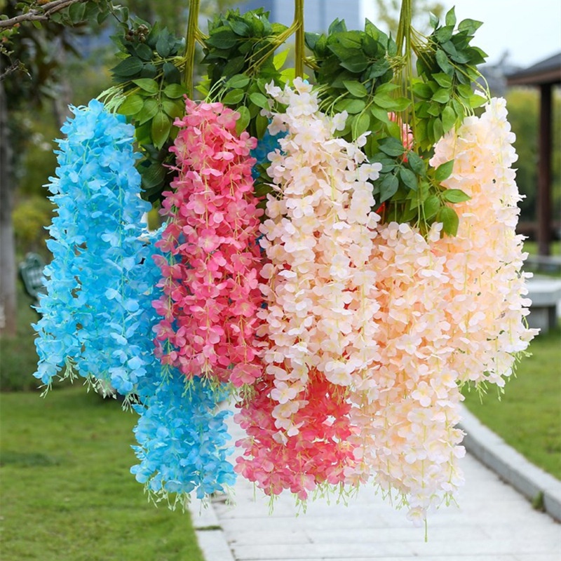 Dây Hoa Tử Đằng Giả Bằng Lụa Dùng Trang Trí DIY