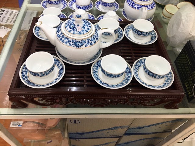 Khay trà nhựa giả gỗ( khay Minh Hải) 40x30x7cm và 32x22x6cm