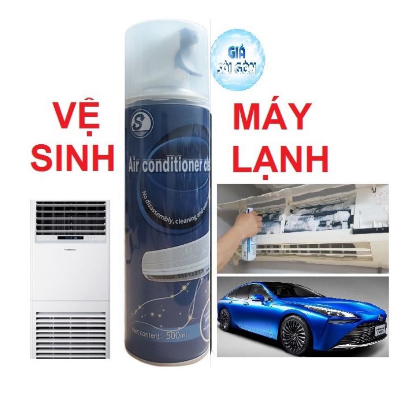 Xịt Vệ Sinh Xe Hơi 500ml, Điều Hòa - Dàn Lạnh Xe Hơi, Không Mùi Hương, Khử Mùi, Diệt Khuẩn 99,9%