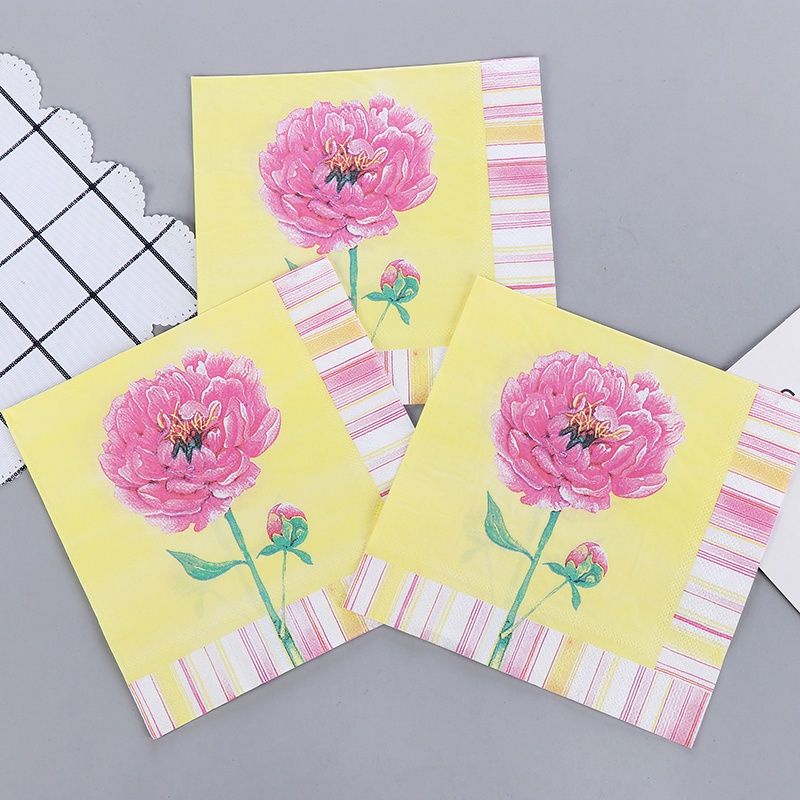 [20 Phong Cách] Gói 20 Tờ / Gói Khăn Ăn Bằng Giấy In Hoa Hồng Trang Trí Sự Kiện &amp; Tiệc Tùng