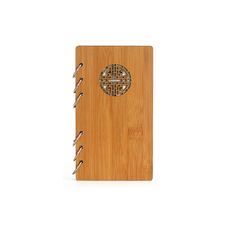 SEL Wooden Loose Leaf Blank Refillable Handmade Ledger Diary Chinese Garden Style