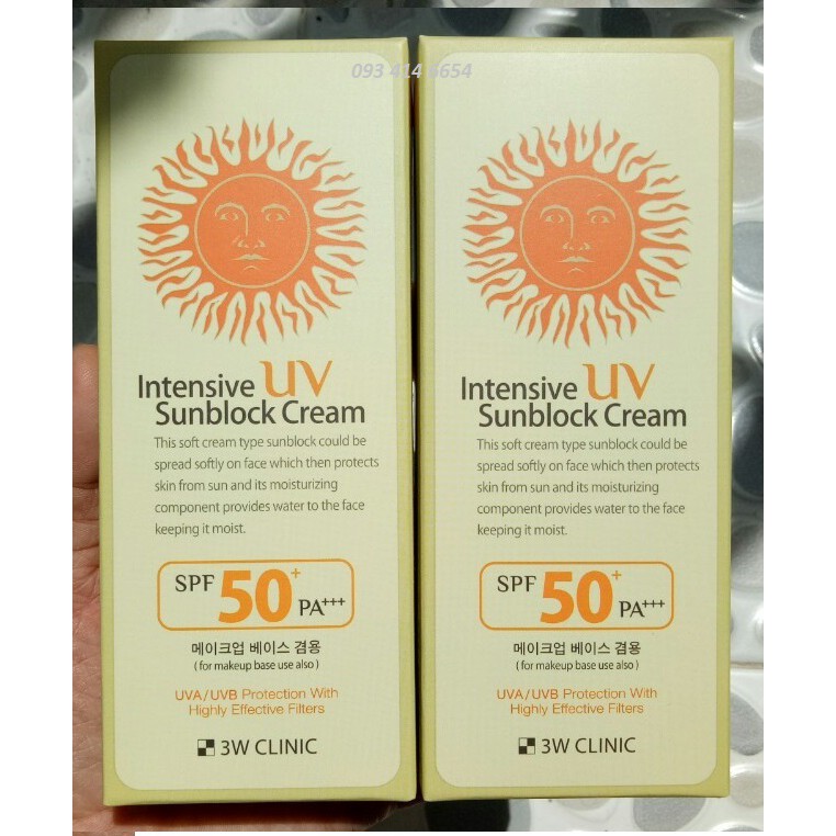 [Chính Hãng] Kem chống nắng 3w Clinic Intensive UV Sunblock Cream SPF 50 Pa+++