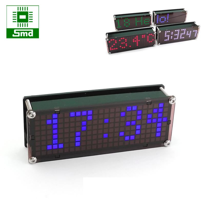 Đồng hồ Led để bàn Matrix Mini V2 chạy chữ hiển thị ngày giờ nhiệt độ màu trắng xanh dương đỏ xanh lá