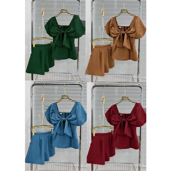 BIGSIZE Set áo nơ + quần ngắn bigsize 50-90kg