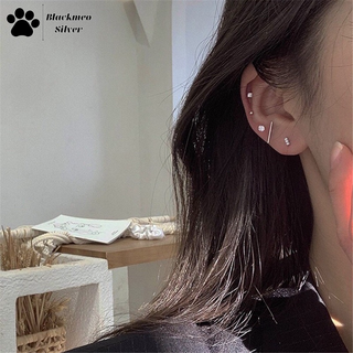 [Có Sẵn] Set 5 khuyên tai nữ cá tính bạc 925, bông tai nhỏ đính đá nhân tạo-Blackmeo