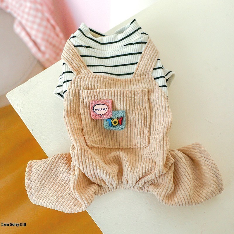 Bộ áo liền quần CAMQUYTSTORE áo thun sọc dễ thương cho thú cưng