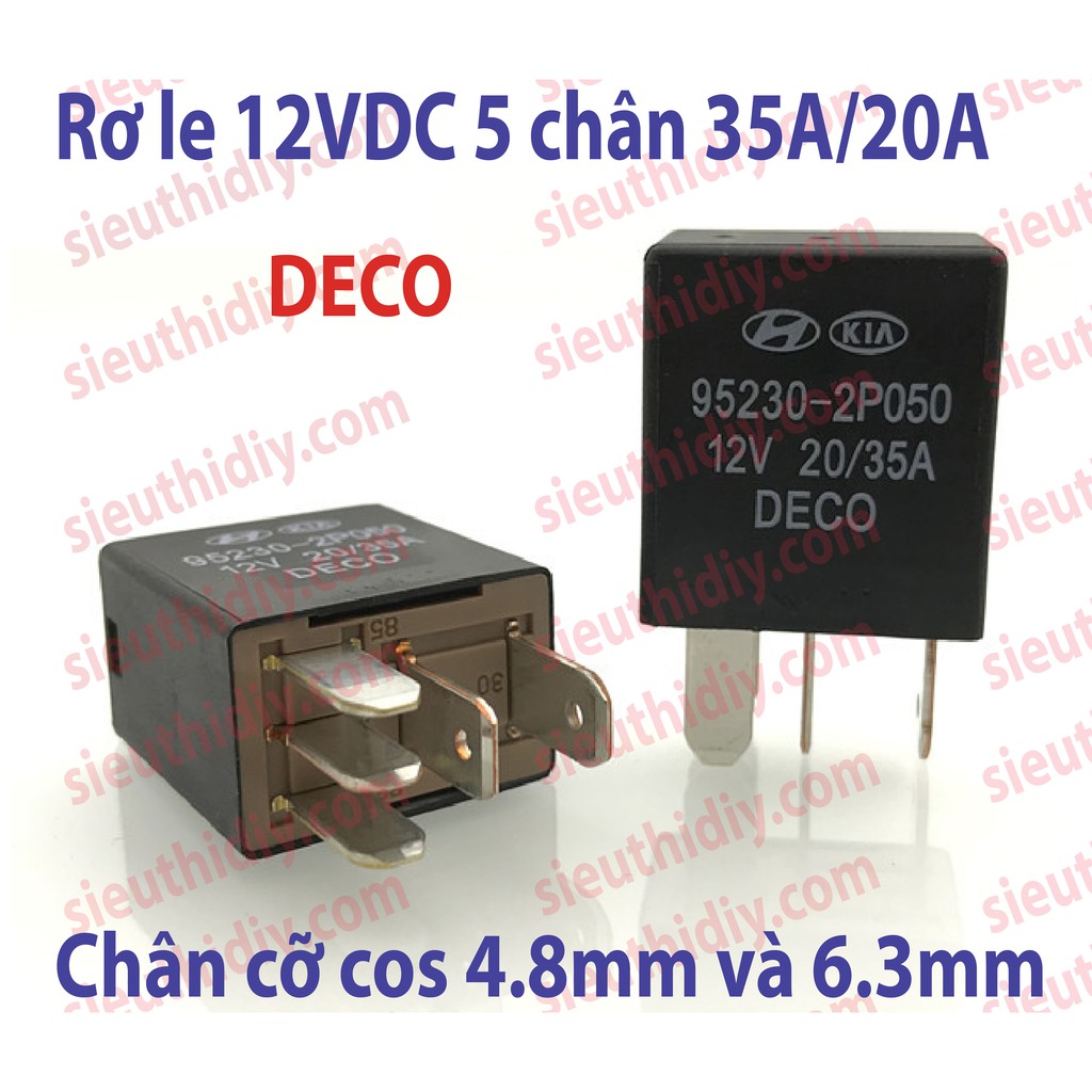 Rơ le 12VDC 35A/20A DECO relay dùng trong ô tô xe máy