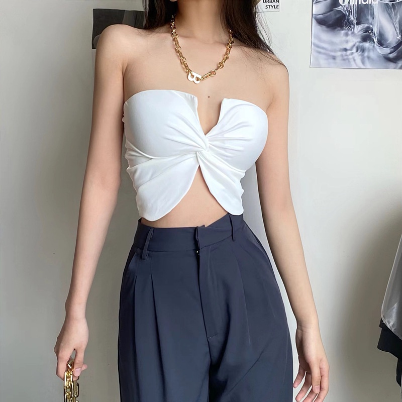 Áo Ống Màu Trơn Trễ Vai Thiết Kế Quyến Rũ Cho Nữ