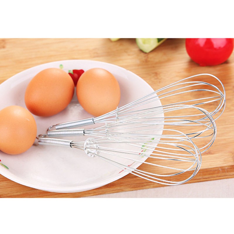 Dụng Cụ Đánh Trứng Bằng Thép Không Gỉ Có Tay Cầm Lò Xo Tiện Dụng