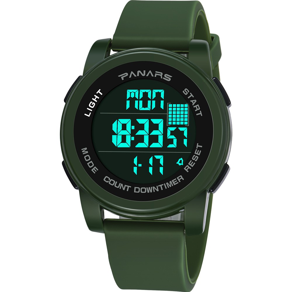 PANARS Original  8100 Digital Watch Waterproof Durable Drop Resistant Luminous Silicone Strap