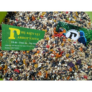 1KG HẠT TRỘN KÈM HẠT TRÁI CÂY CHO VẸT LORY, CAIQUE, SUN, XÍCH, RING NECK