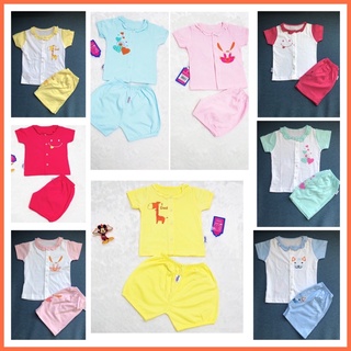 Đồ bộ ngắn tay cotton 100% bé gái từ 4 - 15 kg mặc nhà