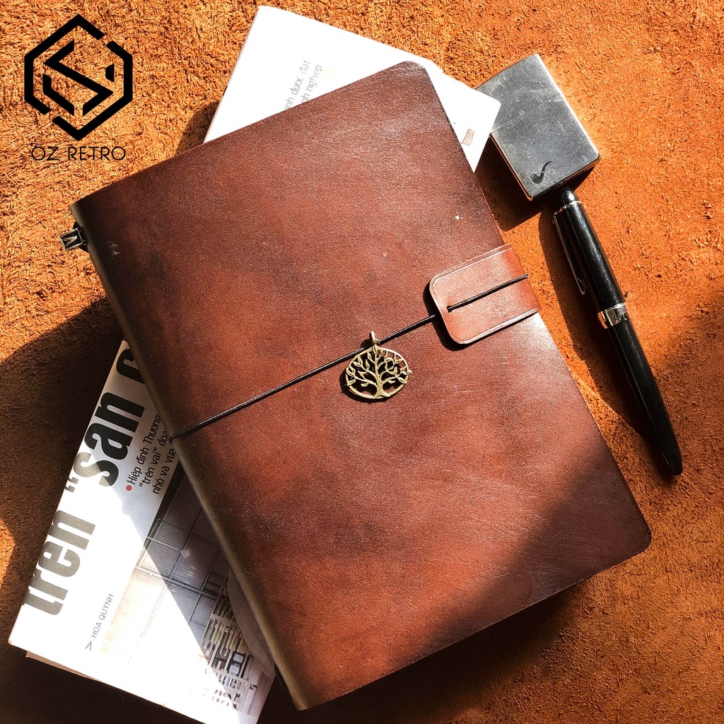 Sổ Tay Journal Traveller's Size A5 Da Thật - Handmade 100% - Khắc Tên, Logo Theo Yêu Cầu