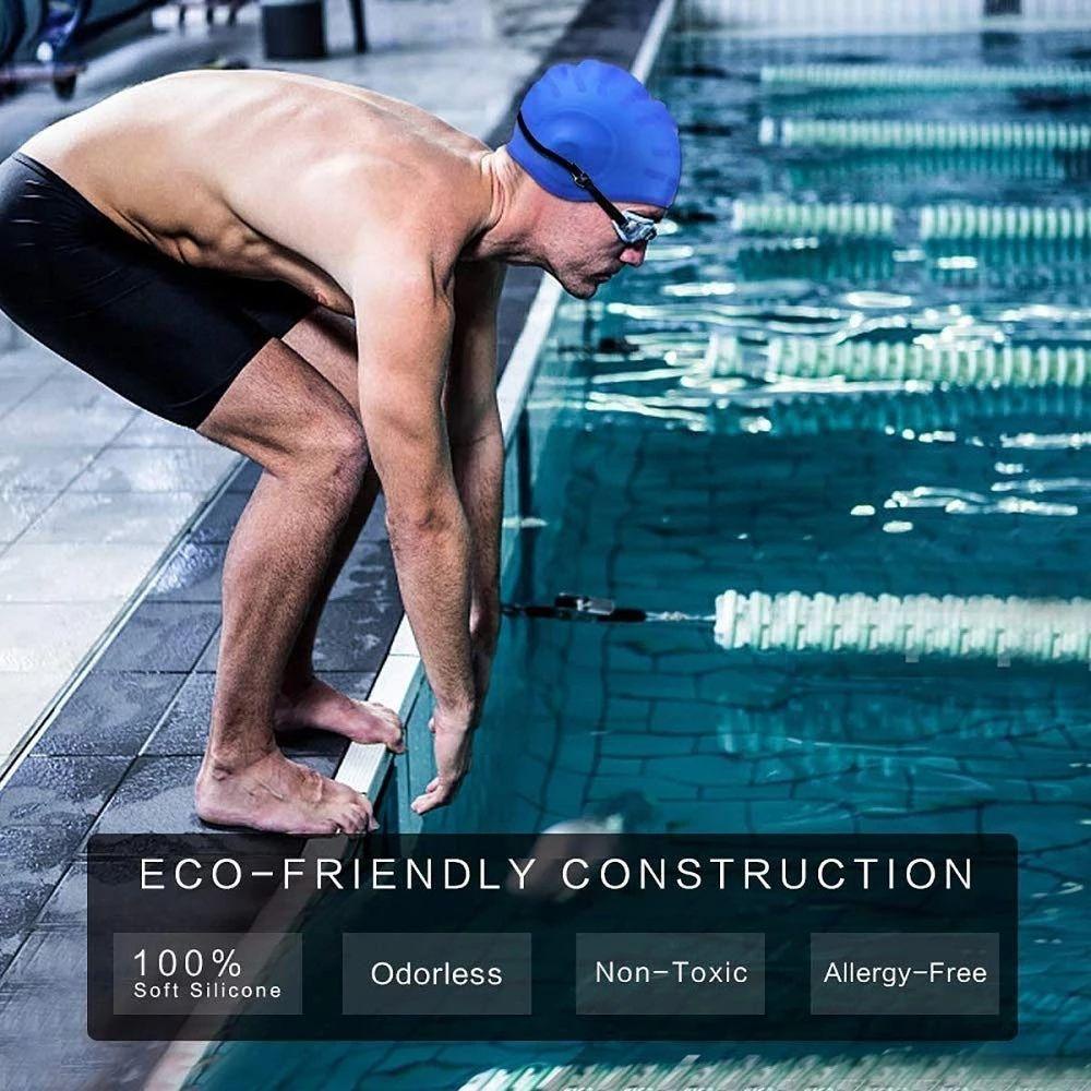 Mocho Mũ Bơi Co Giãn Không Trượt Chống Thấm Nước Bảo Vệ Tai Free size Cho Người Lớn
