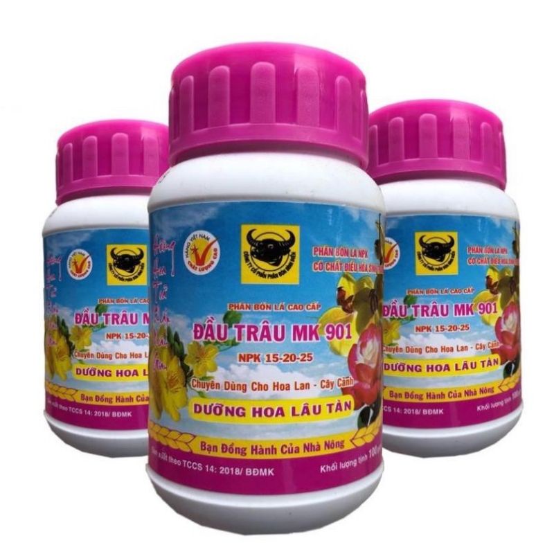 PHÂN BÓN LÁ ĐẦU TRÂU 901 DƯỠNG HOA LÂU  LỌ 100GR