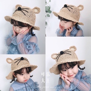 Mũ cói đi biển mèo bé gái