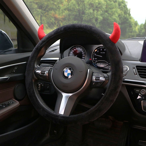 Vỏ Bọc Vô Lăng Xe Hơi Bằng Vải Bông Ngắn Thông Dụng In Hoạt Hình Dễ Thương Giữ Ấm Mùa Thu Đông Cho Volkswagen Mercedes-Benz