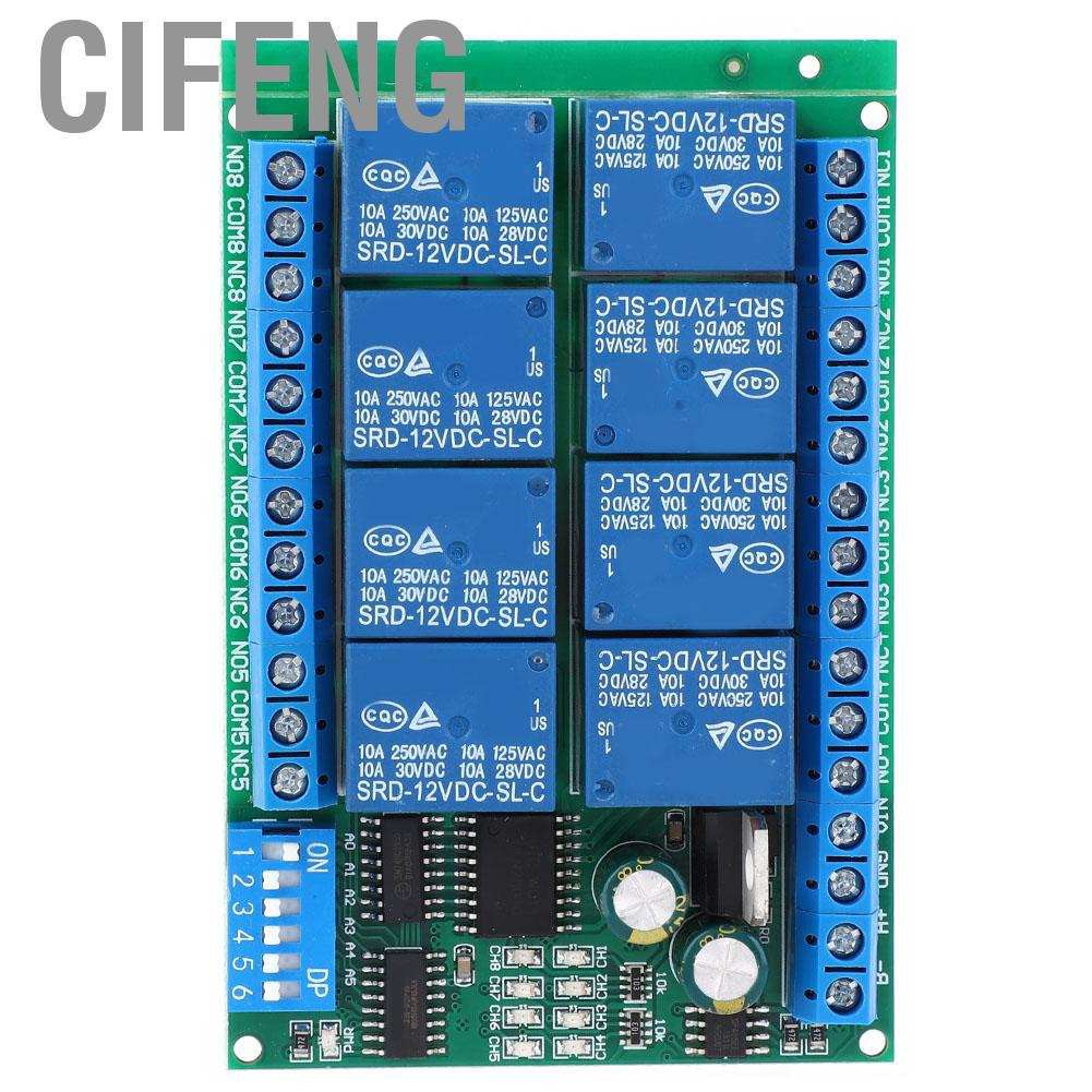 Cifeng DC 12V 8 Channel RS485 Relay Command Programmable Control Module Board