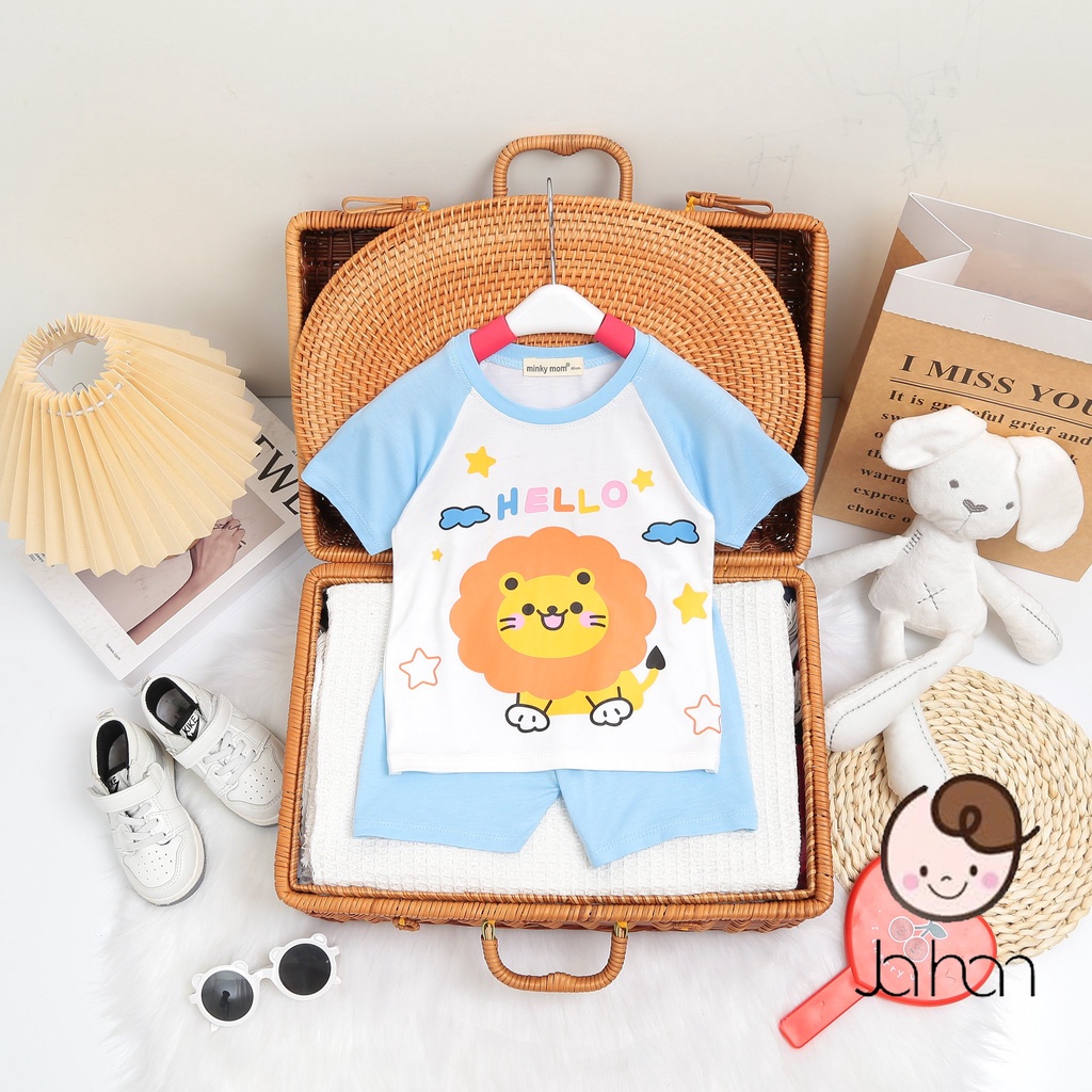 [SALE] Bộ Quần Áo Bé Gái, Bé Trai Minky Mom Vải Thun Lạnh Vũ Trụ Voi Hồng, Bộ Cộc Tay Cho Bé Mặc Nhà MKM2224