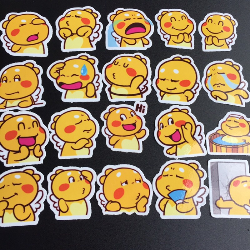 Bộ 20 Sticker emoji khủng long cute. Hình dán chống nước, trang trí xe, điện thoại, laptop.