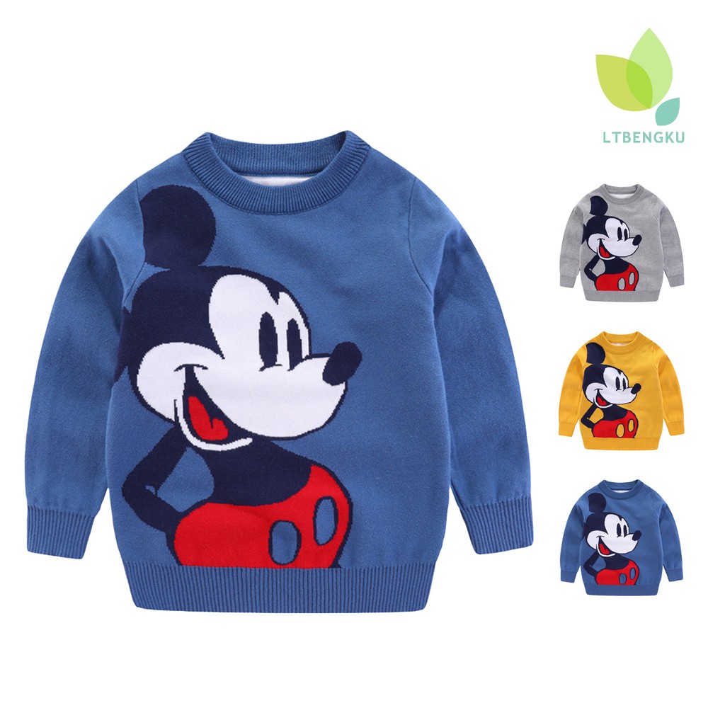Áo Len Tay Dài Hình Chuột Mickey Đáng Yêu Cho Bé Trai