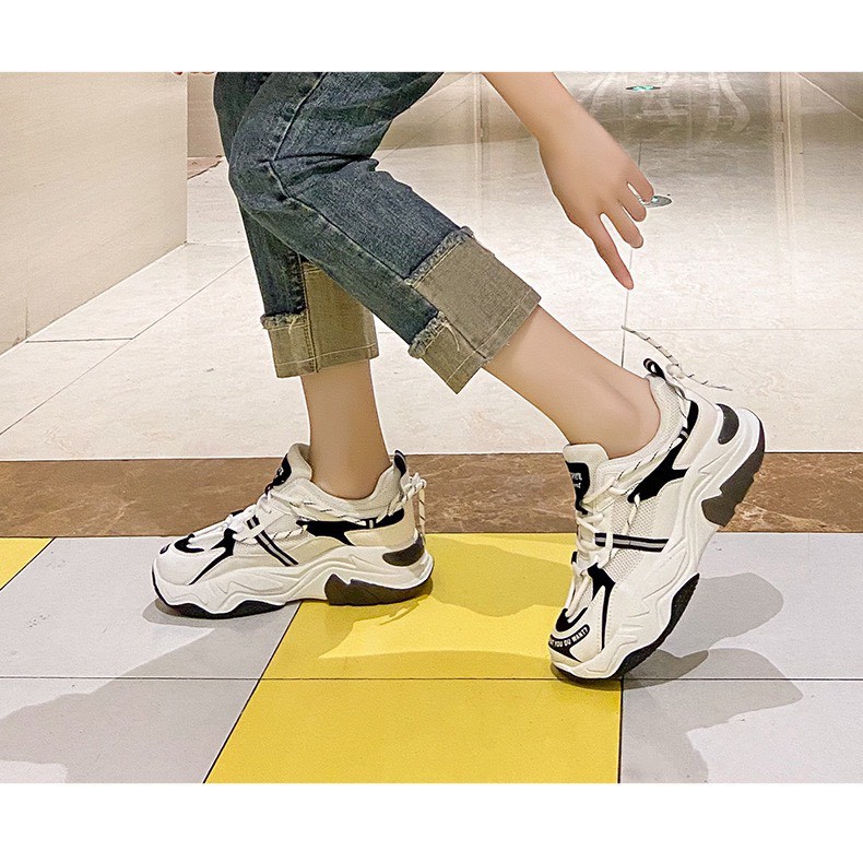 Giày nữ sneaker 2 dây màu trắng phản quang độn đế siêu ngầu hàng độc ulzzang đẹp FULLBOX 2020 BOM- 023