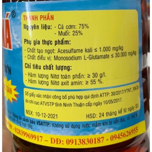 Nước mắm truyền thống Hai Non - Cà ná 32 độ đạm