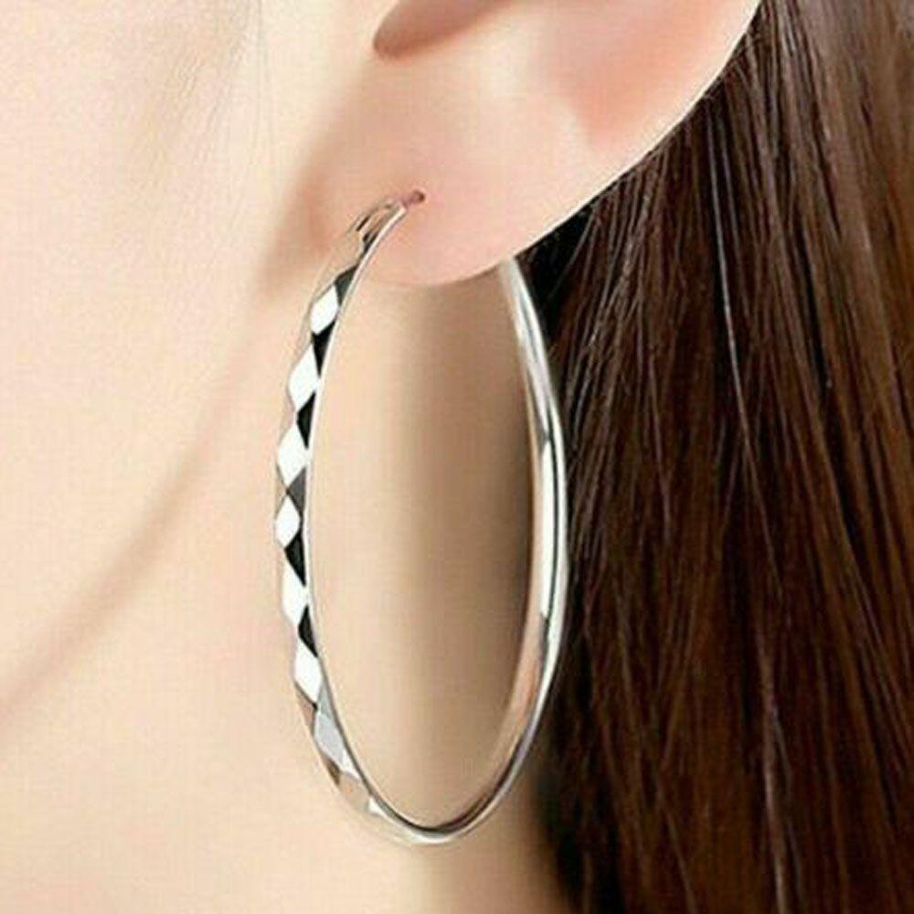 NIUYOU Khuyên Tai Dạng Vòng Trơn Mịn Kích Thước 30mm-60mm