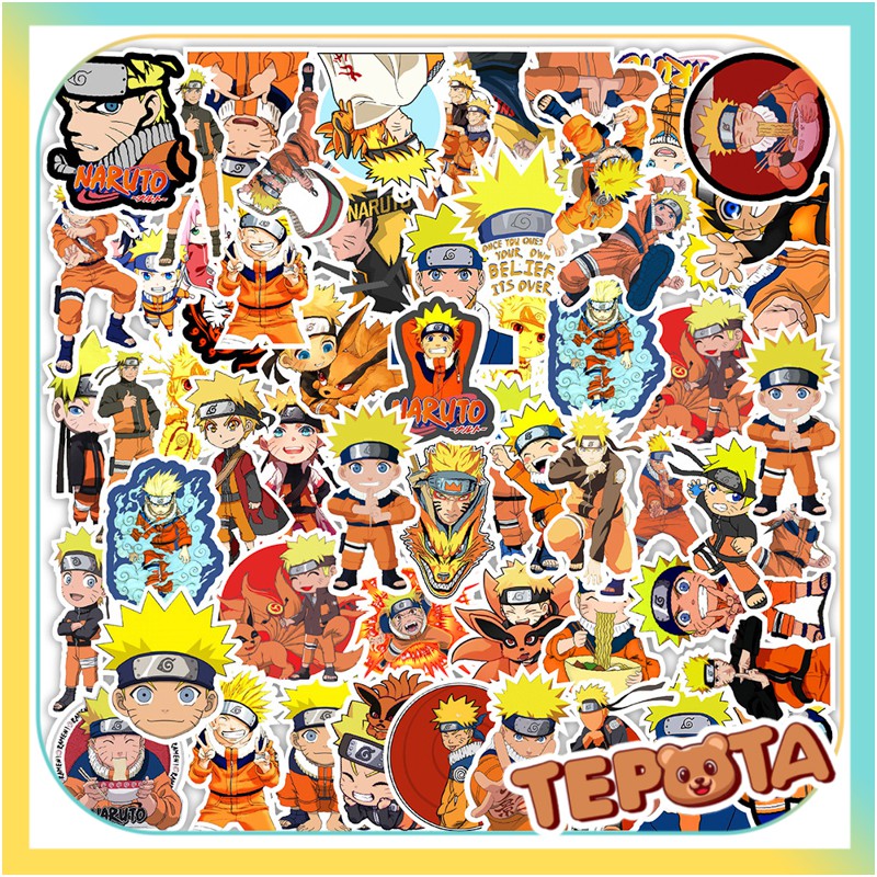 Naruto Sticker TEPOTA Set 50 Miếng Dán Trang Trí Hình Hoạt Hình Không Thấm Nước Dán Mũ Bảo Hiểm, Xe, Laptop ST04