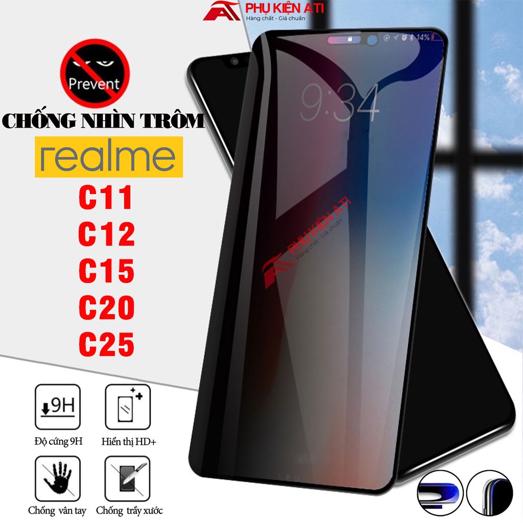 Kính cường lực Realme C15/ C12/ C11/ C20/ C25 Chống nhìn trộm-Độ trong suốt cao-Bảo vệ sự riêng tư