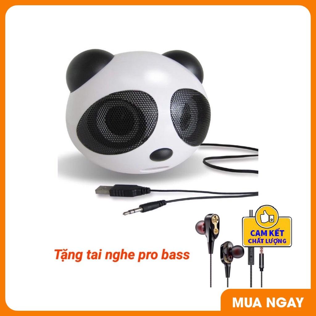 Loa máy tính mini hình đầu gấu trúc để bàn cao cấp âm thanh chuẩn strereo (Tặng kèm tai nghe pro bass)