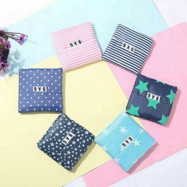 Túi tote mua sắm tái chế có thể gập lại dễ thương tái sử dụng được cho nữ