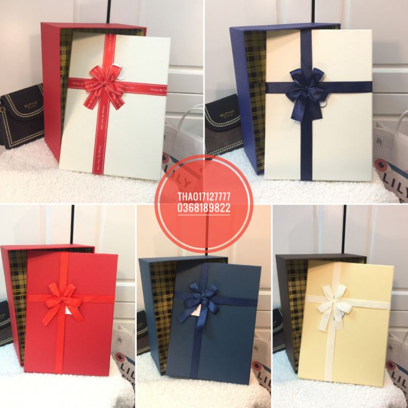 Hộp quà chữ nhật cỡ đại kích thước 23cmx32.5cm cao 12cm
