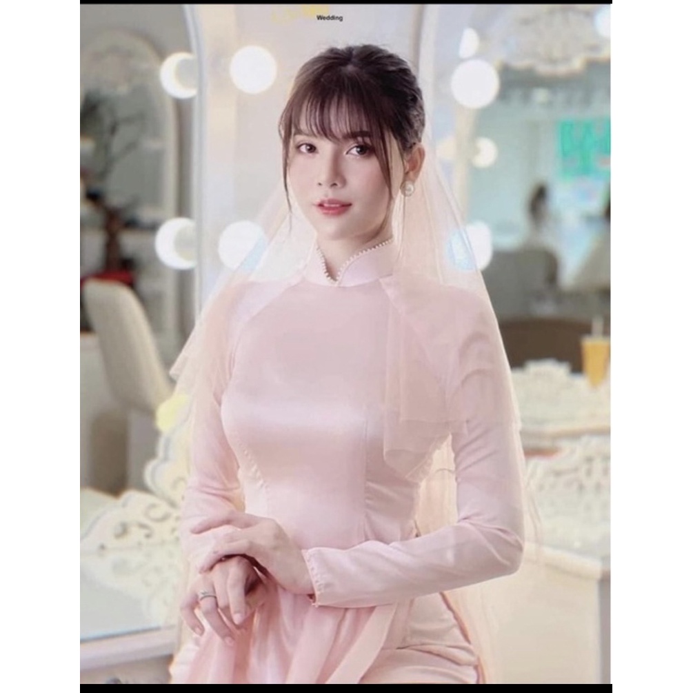 🎀🎀 ÁO DÀI CÔ DÂU MÀU HỒNG -CÓ VOAN