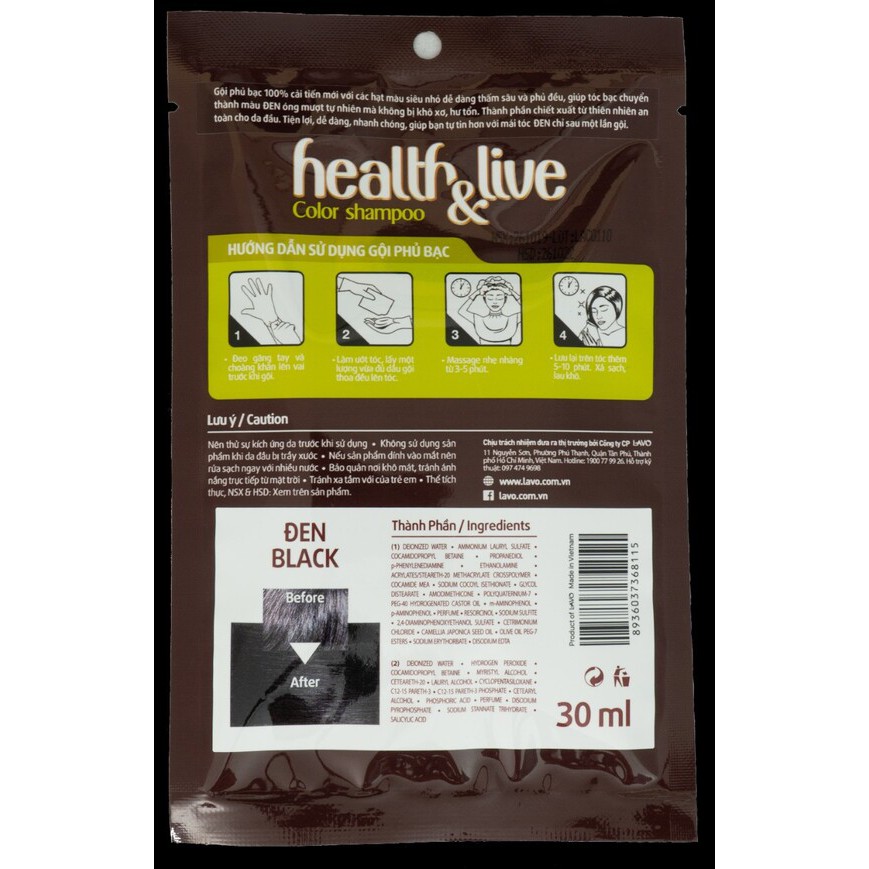 Combo 10 Gói Gội Phủ Bạc Siêu Dưỡng Health&amp;Live Lavox